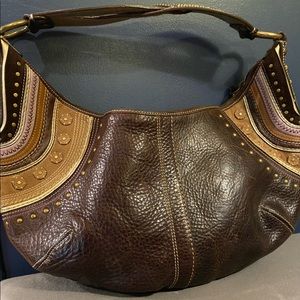 COACH Grommet Brown Leather Shoulder Bag G063-10478
